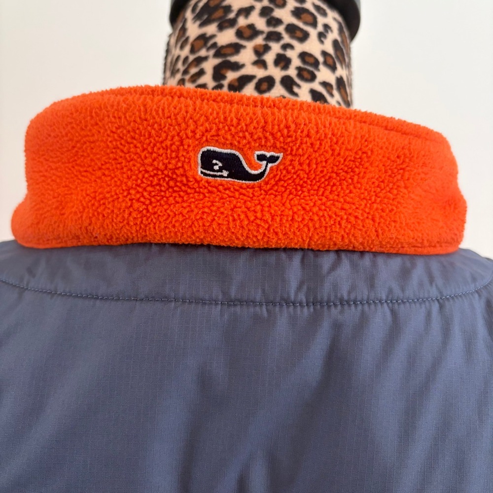 Vineyard Vines Mens Large Orange Fleece Quarter Zip Pullover Blue Trim 09/2013‎ - Picture 4 of 6